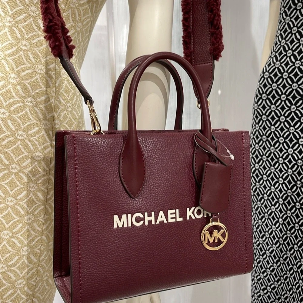 Michael Kors Mirella Small Pebbled Leather Shopper Top Zip Crossbody XBody NWT